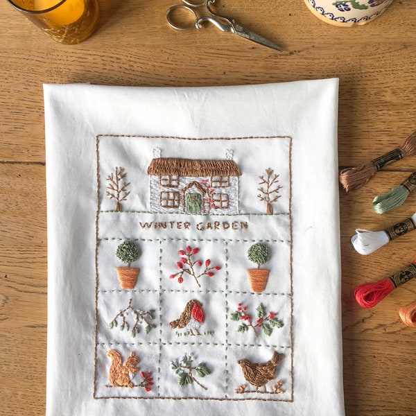 Kit d'échantillons de broderie de jardin de chalet d'hiver