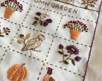 Autumn Cottage Garden Embroidery Kit: Hand Stitch Sampler