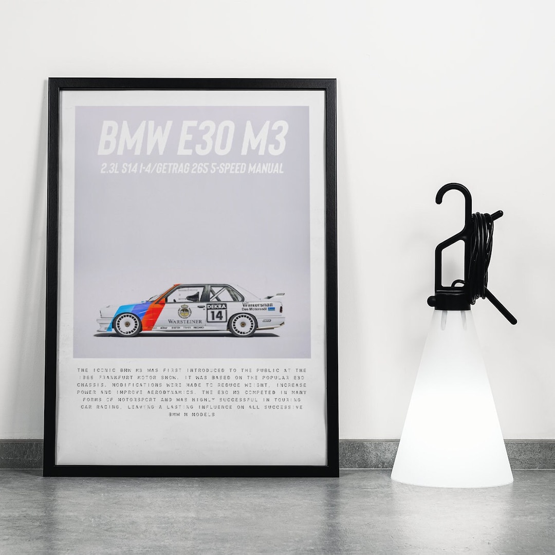 BMW E30 M3 Vintage Style Minimalist Modern Art Print Poster - Etsy
