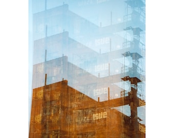 factory trails: pittsburgh art surreal photography architecture fine art photograph multiple exposure photo urban industrial decor abandoned