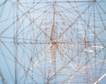 monument: fine art photography. abstract photography. industrial decor. abstract art. multiple exposure photo. geometric art. powerline art.