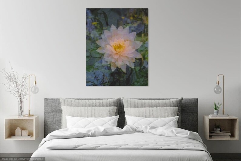 floating lotus: zen decor. abstract floral art. nature photography. serene flower photo. surreal photography. multiple exposure 35mm. Taoist image 4