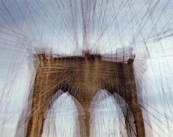 brooklyn bridge (soft focus): nyc print brooklyn bridge canvas art new york print surreal photography nyc wall art new york city photography