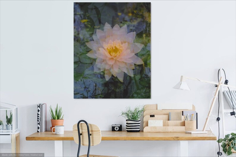 floating lotus: zen decor. abstract floral art. nature photography. serene flower photo. surreal photography. multiple exposure 35mm. Taoist image 5