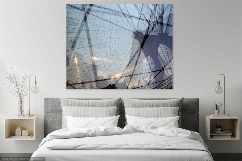 the cage 3: new york city wall art. brooklyn bridge canvas. geometric nyc print. surreal brooklyn bridge dreamy nyc art 35mm photography image 4