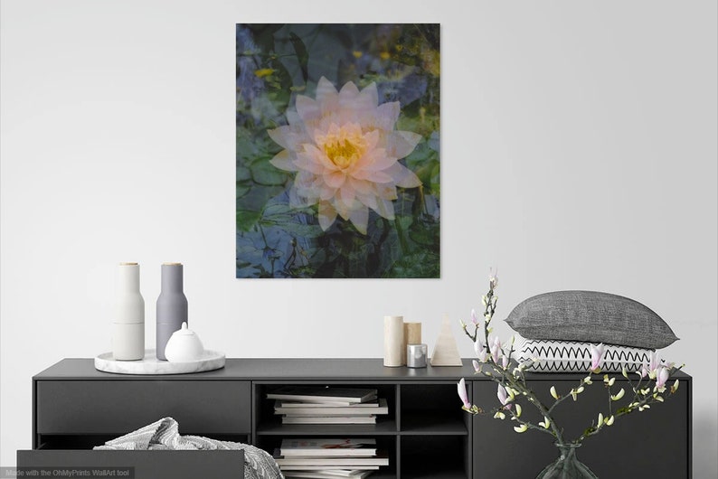 floating lotus: zen decor. abstract floral art. nature photography. serene flower photo. surreal photography. multiple exposure 35mm. Taoist image 7