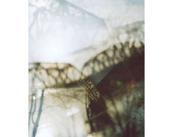 bridges: pittsburgh art abstract photography bridge photography industrial decor fine art photography multiple exposure railroad bridge art