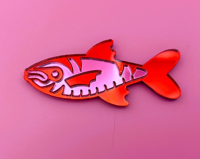 Fish Acrylic Mirror: Pop Art Wall Decor, Handmade Statement Piece