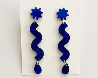 Retro Abstract Shape Mirror Dangle Earrings