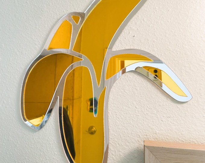 Funky Banana Acrylic Mirror: Quirky Colorful Wall Decor