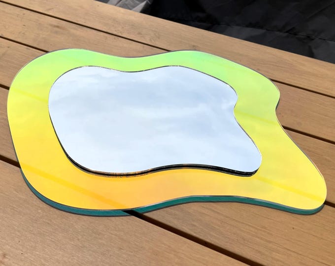 Featured listing image: Abstract Mirror Acrylic Wall Art | Rainbow Color-Changing Iridescent | Custom Engraving Optional