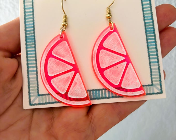 Grapefruit Slice Acrylic Earrings: Fun Summer Jewelry