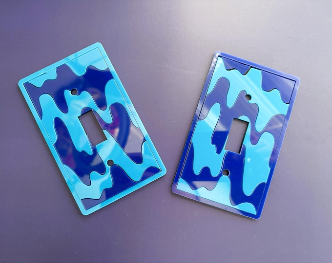Retro Light Switch Cover- Drip Blue Acrylic Patterns- Colors Options