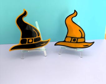 Handmade Witch Hat Acrylic Wall Art: Spooky Halloween Decor