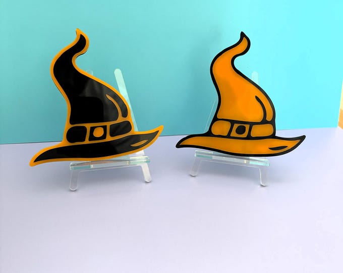Handmade Witch Hat Acrylic Wall Art: Spooky Halloween Decor