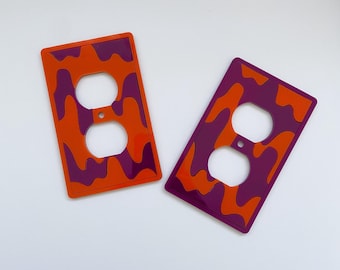 Retro Outlet Cover- Drip Acrylic Patterns- Orange Purple