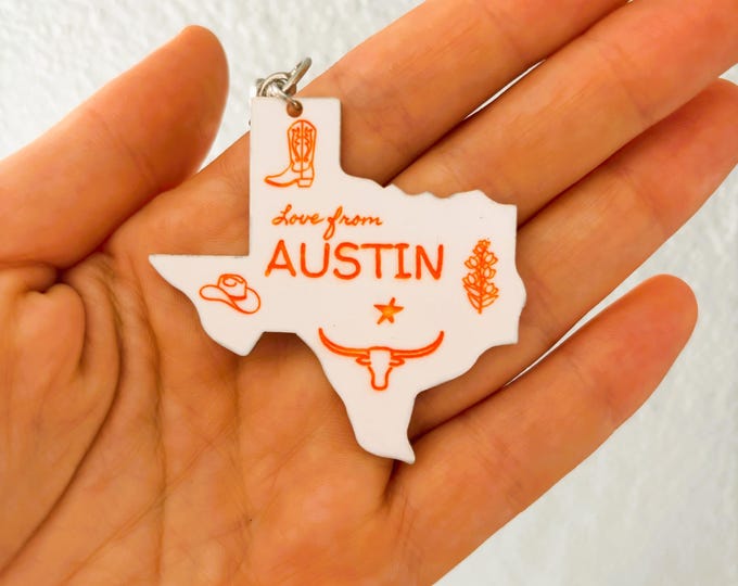 Texas Keychain: Acrylic ATX Souvenir - Love from Austin