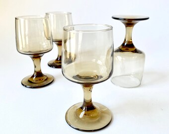 MCM Smoked Glass Stemware Set of 4