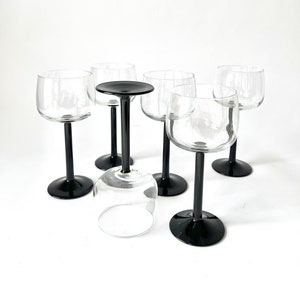 Vintage Luminarc Wine Glasses Made in France Black Stems