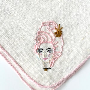 Hand Embroidered Naturally Dyed Set of Napkins with Marie Antoinettes image 4