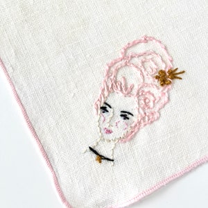 Hand Embroidered Naturally Dyed Set of Napkins with Marie Antoinettes image 3