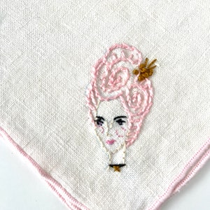 Hand Embroidered Naturally Dyed Set of Napkins with Marie Antoinettes image 6