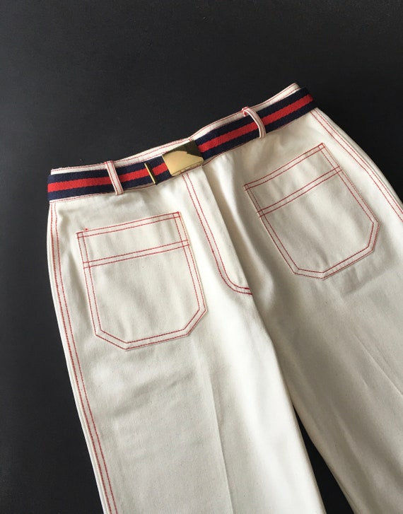 Vintage Jeans / 1970s Jeans / White Jeans / White