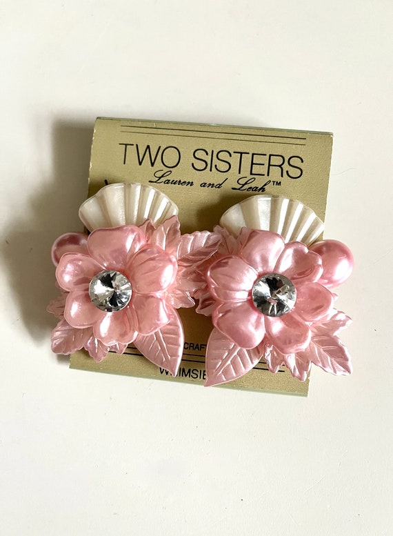 1980s Pink Flower Earrings - image 5