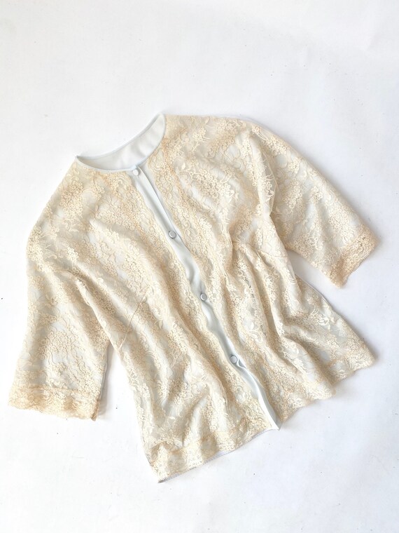 Vintage Bed Jacket / Vintage Lace Blouse / Vintage