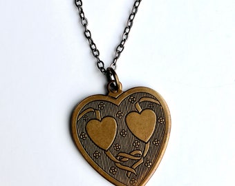 80s Vintage Heart Charm Necklace