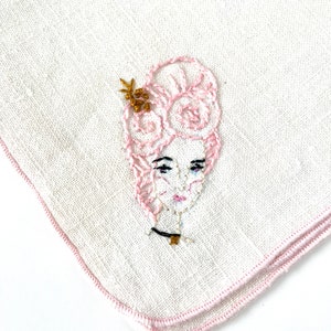 Hand Embroidered Naturally Dyed Set of Napkins with Marie Antoinettes image 5