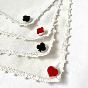 Vintage Napkins with Playing Card Suit Buttons/Set of 4 image 5