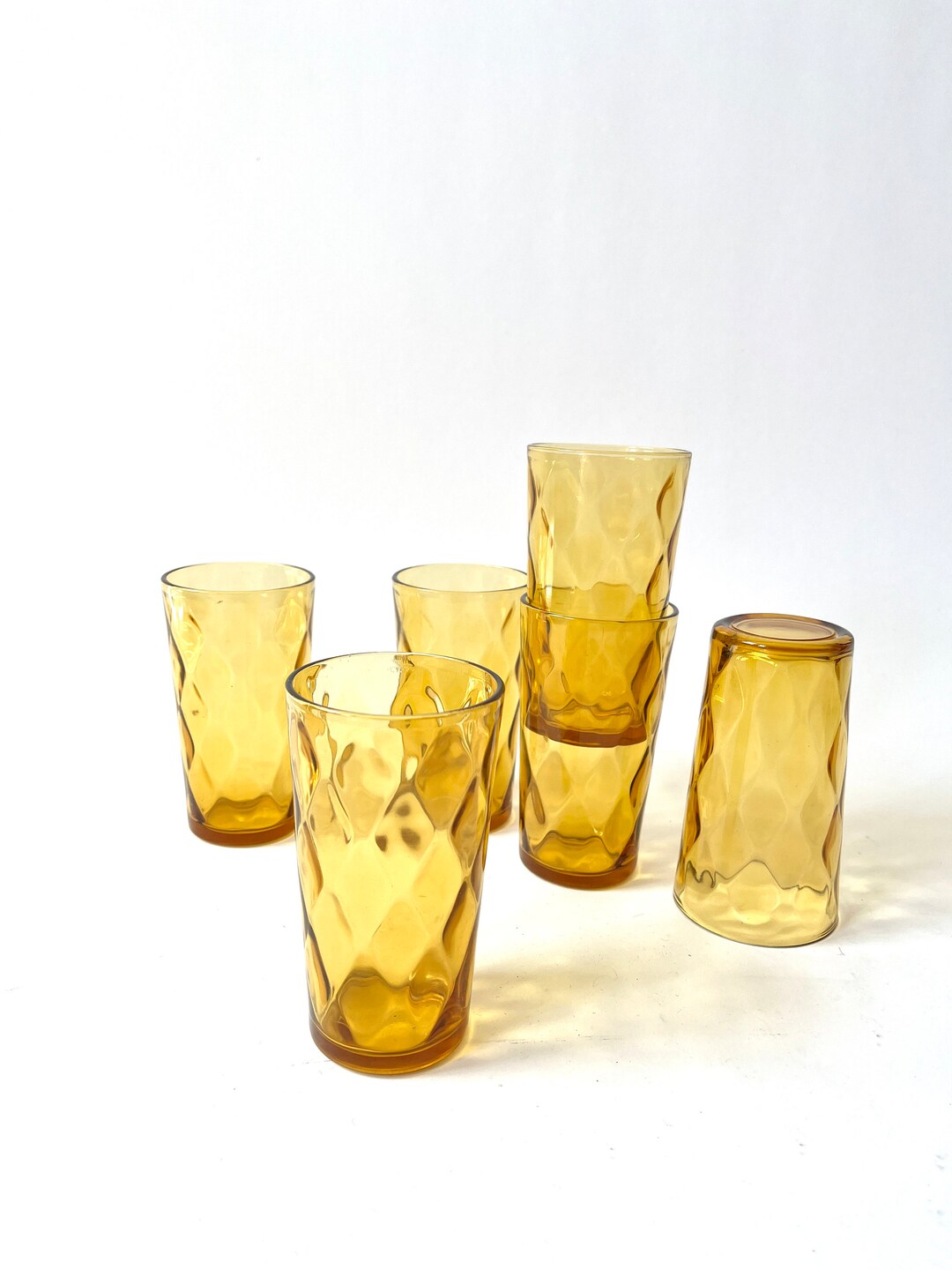Vintage MCM Amber Drinking Glasses/set of 6 - Etsy
