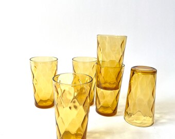 Vintage MCM Amber Drinking Glasses/Set of 6