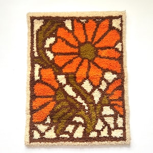 Vintage Latch Hook Wall Art Fiber Art 1970s