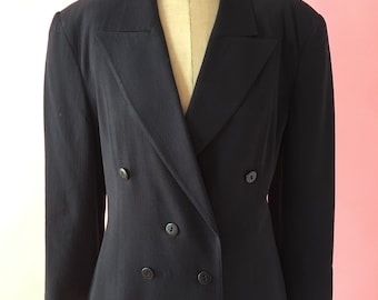 Vintage Karl Lagerfeld Wool Blazer Double Breasted Black