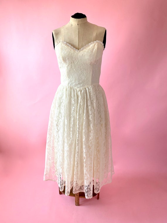 Vintage Gunne Sax Lace Dress Strapless