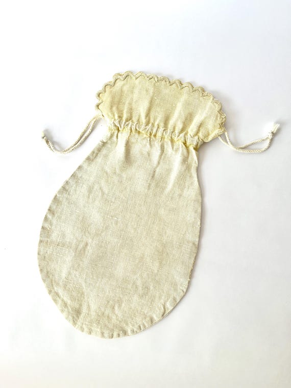 Antique Linen Bag Pouch Embroidery - image 5