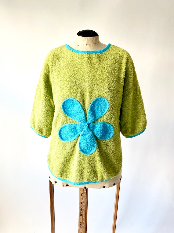 Vintage 1960s Terry Cloth Loungewear Shirt