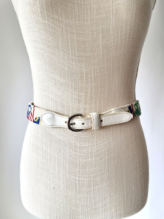 Vintage Belt:  White, Leather, Needlework, Shoes,… - image 6