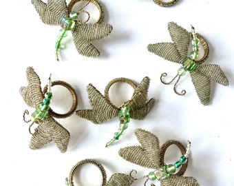 Vintage Dragonfly Napkin Rings Set of 7