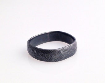 scuffy band - 6mm finger shaped oxidized silver band