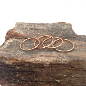 rose gold-fill hammered stack rings image 5