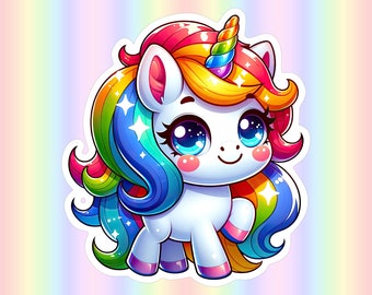 Autocollant mignon licorne 3" * Autocollant en vinyle * Autocollant Hydro Flask * Autocollant bouteille d'eau * Autocollant ordinateur portable * Autocollant...