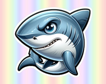 Cute Cartoon Shark Sticker, 3" Vinyl Decal