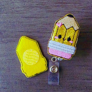 Niedliche Bleistift-ID für Abzeichen Reel Topper (wählen Sie zwischen Badge Topper nur oder Badge Topper mit Ihrer Wahl der Abzeichen Reel)