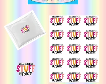 Awesome Stuff Inside Packaging Stickers * Vinyl Sticker * Packaging Sticker Sheet * Small Business Packaging * Shop Stickers