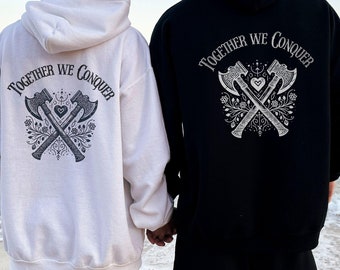 Personalized Viking Couples Hoodie, Matching Hoodies for Valentine&#39;s Day, Engagement, Wedding, Anniversary Gift for Girlfriend, Boyfriend