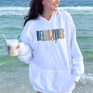 Summer Hoodie for Women, Beach Vibes Only Hoodie, Cute Beach Sweatshirt, Trendy Beach Hoodies, Ocean Vibes Hoodie, Cute Retro Summer Hoodie