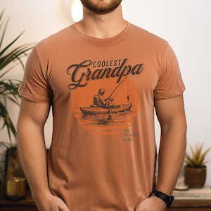 Comfort Colors, Coolest Grandpa Fishing Shirt Funny Fishing Gift for Men Father's Day Gift Fisherman Shirt Fishing Reel Tee Vintage T-Shirt